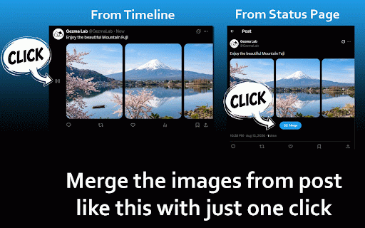 TapToSee: Twitter Photo Merger & Splitter :: Merges separated images into a full photo horizontally, and splits images for Twitter (X) posts.