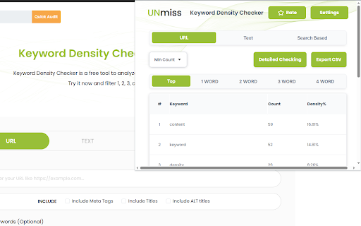 Unmiss - Keyword Density Checker :: Use the Keyword Density Checker by entering text and clicking “Check Keyword Density” for instant results to enhance your content!
