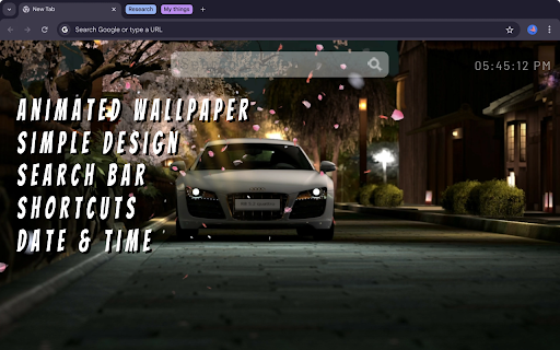 Audi R8 Parked at Night Live Wallpaper :: Enhance your Chrome experience with the sleek and luxurious Audi R8 Parked at Night Live Wallpaper.