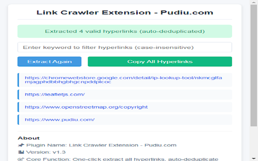 Link Crawler Extension :: One-click extract all hyperlinks from current page, auto remove duplicates