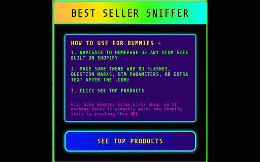 BestSellerSniffer :: Adds a button to find out best-selling products on any Shopify store.