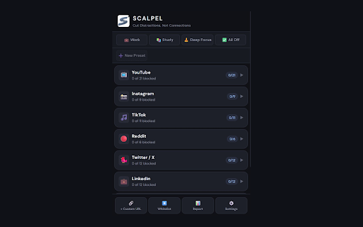 Scalpel - Cut Distractions, Not Connections :: Precision content blocker for YouTube, Instagram, TikTok and more. Remove Shorts, Reels, feeds and distractions.