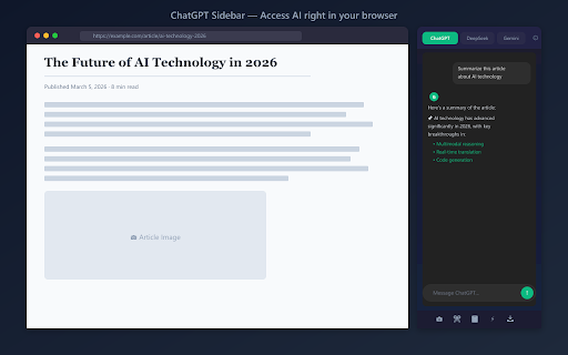 ChatGPT Sidebar :: Seamlessly access ChatGPT side-by-side in your browser sidebar.
