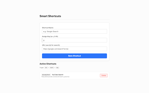 Smart Shortcuts :: Global productivity shortcuts with custom naming and search.