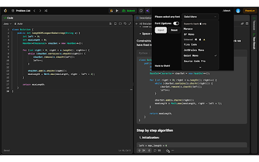 Leetcode Fonts :: Change fonts in leetcode effortlessly