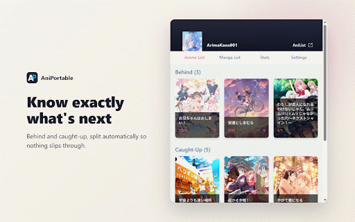 AniPortable :: Track and update your AniList anime & manga without leaving your current tab!