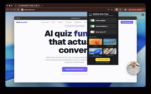 MacBook Demo Frame :: Show the current page inside a MacBook window layout for polished product demos.