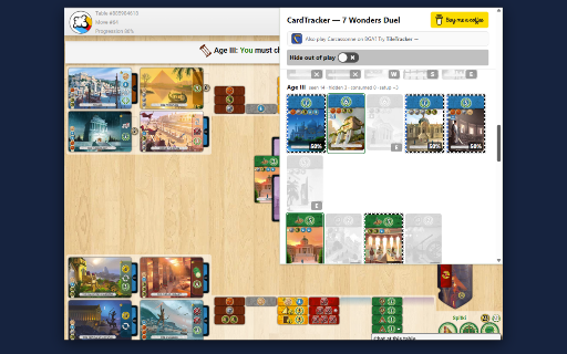 CardTracker - 7 Wonders Duel Companion (BGA) :: See which cards and progress tokens are still in play in your 7 Wonders Duel game on Board Game Arena.