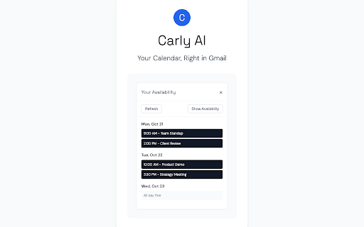 Carly AI - Scheduling Assistant :: Integrate Carly AI scheduling assistant into Gmail for effortless meeting coordination