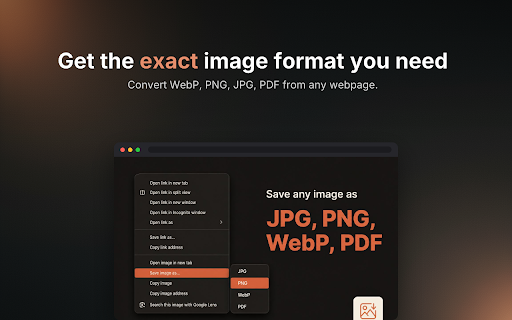 SaveAs - Image as PNG,JPG,WebP,PDF :: Save web images as JPG, PNG, WebP, or PDF. Crop before saving. 100% local, no uploads.