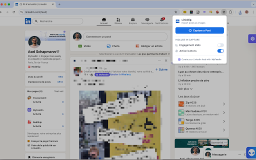 LinkClip - Screenshot LinkedIn™ Posts :: Capture and export LinkedIn™ posts as beautiful card images. One click to screenshot any post