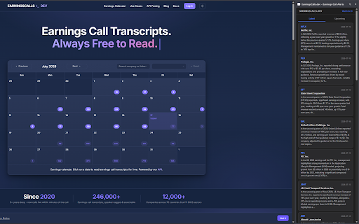 EarningsCalls.dev - Earnings Call Alerts :: Get notified the moment a new earnings call transcript goes live, with an instant AI summary. Watchlist support for your tickers.