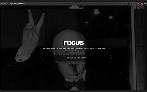 YouTube Focus Pro :: Turn the YouTube homepage into a minimalist focus screen with inspiring figures, quotes, and a single distraction-free search box.