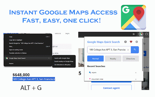 Google Maps Quick Search: Popup, Right-Click & Shortcut :: Quick access to Google Maps