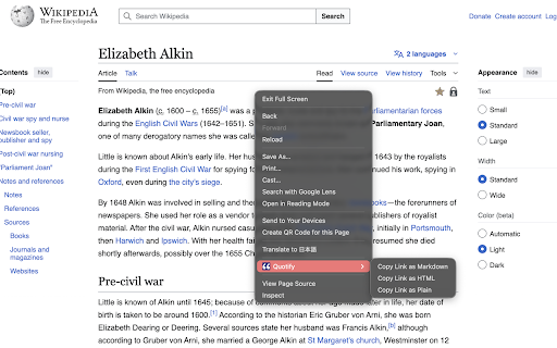Quotify :: Copy page URLs, titles, and quotes to clipboard in various formats