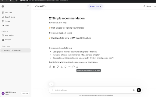 Recurate Copier :: Export your full AI conversation. Copy as markdown, download as HTML, or export as ZIP with artifacts and uploads.