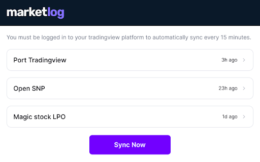 TradingView Portfolio Sync & Analysis by Marketlog :: Sync your TradingView portfolio with Marketlog and analyze your trading performance.