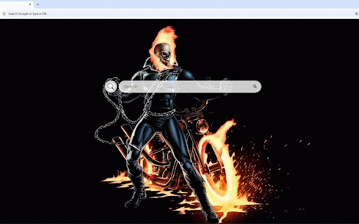 Ghost Rider Live Wallpaper :: Blazing Ghost Rider with flaming skull and hellish motorcycle against dramatic black background.