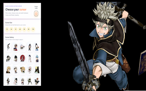 Black Clover Cursor :: Black Clover cursor for chrome. Choose your favorite Black Clover custom cursor with this extension. Created for Black Clover fans.