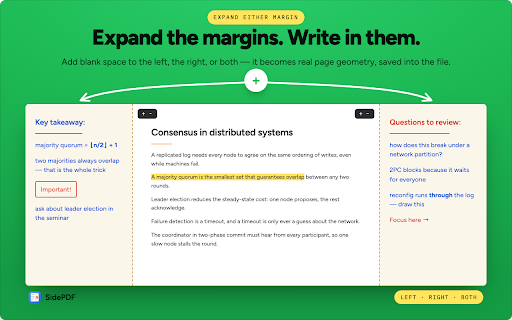 SidePDF - PDF Note Taker & Annotator :: Take notes beside any PDF. Widen the left or right margin, then handwrite, highlight, type and draw — all saved into the PDF.