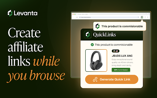 QuickLinks by Levanta :: Create affiliate links as you shop. See commission rates and request brand partnerships on Amazon, Walmart, and Shopify.