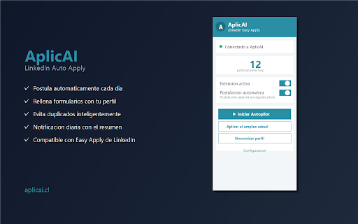AplicAI — LinkedIn Auto Apply :: Postula automáticamente a empleos en LinkedIn usando tu perfil de AplicAI.