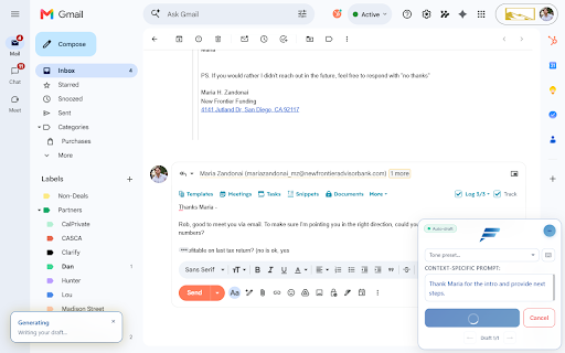 ForthWrite :: AI email drafts that sound like you. Voice-matched, adaptive. Works in Gmail and Outlook. Free to start, no API key required.