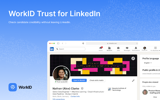 WorkID :: Trust layer for hiring — check WorkID trust scores while viewing LinkedIn profiles.