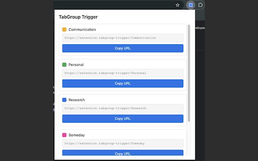 TabGroup Trigger :: Switch Chrome Tab Groups via URL invocation