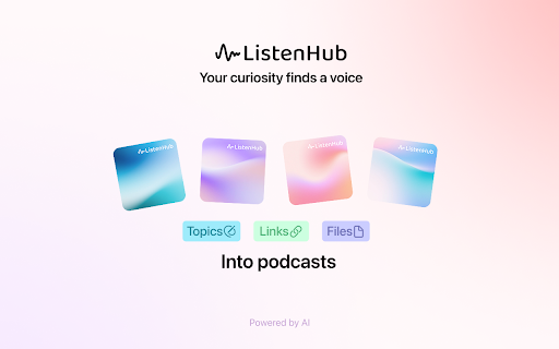 ListenHub: Instantly turn any page into AI podcast :: Instantly save and turn any webpage into an AI podcast with one click.