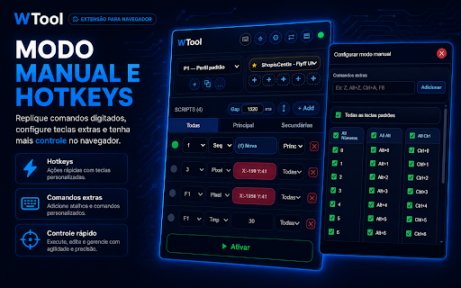 WTool Beta :: Automatize ações no navegador por tempo, sequências e detecção visual de pixels.