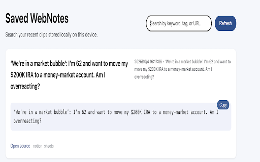WebNotes Capture :: Capture selected text to Notion and Google Sheets with tags.