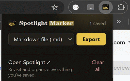 Spotlight Marker :: Highlight text on any webpage and save it locally to view in Spotlight.