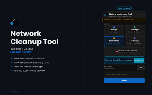 Network Cleanup Tool :: Bulk clean up your LinkedIn groups, messages, reactions, comments, connections and more.