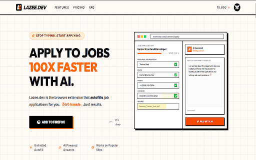 lazee.dev - AI Job Autofill & Cold DM :: Autofill job applications 100x faster with AI, generate personalized cold DMs, and instantly draft job-winning cover letters.