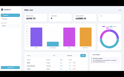 SubSentry: Subscription Track :: Track and manage your subscriptions efficiently with smart spending insights and trial alerts.