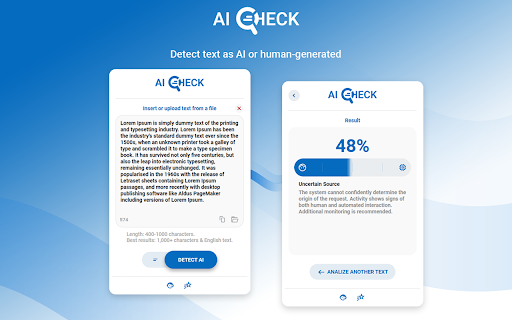 AI Check :: Use AI Check, an AI detection tool to score originality and detect if ai text is machine-written across pages, emails—in seconds.