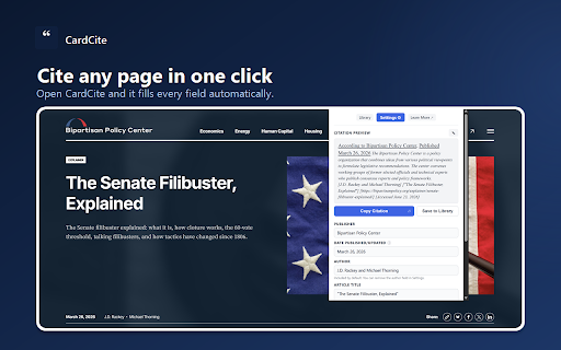 CardCite :: Generates formatted source citations from any webpage or PDF, with source descriptions for over 600 common sources.