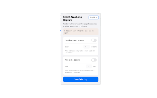 ScrollShotRectArea :: Select any scrollable region on a page and capture its full content as one image.