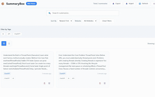 InsightBox :: Intelligently collect and manage summary content from AI websites