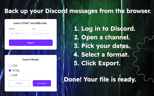 Discord Chat Exporter :: Export chat messages and attachments from Discord channels.