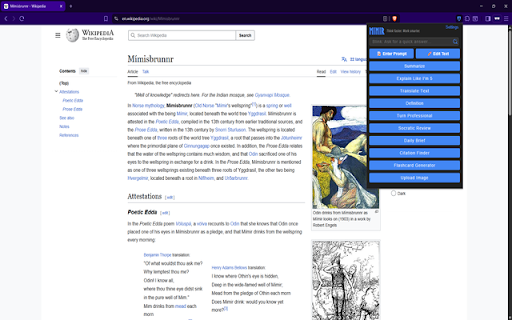 Mimir :: An AI assistant for summarizing, explaining, and refining text.