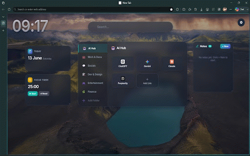 Raeen Workspace – Smart New Tab :: A premium, minimalist new tab dashboard with integrated AI workflows and focus features.