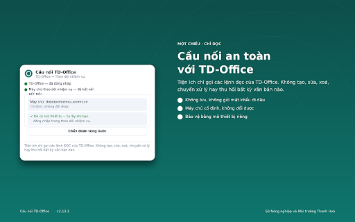 Cầu nối TD-Office → Theo dõi nhiệm vụ :: Cảnh báo văn bản quá hạn/sắp đến hạn; đồng bộ một chiều, chỉ đọc nhiệm vụ, văn bản và nhân sự từ TD-Office về hệ nội bộ của Sở.