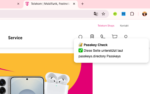 Passkey Checker :: Erkenne automatisch, ob eine Seite Passkeys unterstützt