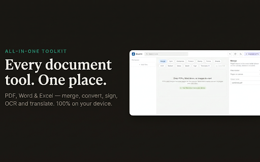DocKit — PDF, Word & Excel Tools, eSign & Translate :: All your PDF, Word & Excel tools in one place. Merge, split, compress, convert, sign and translate — 100% on your device.