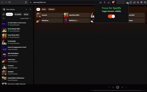 Focus for Spotify: Removes Spotify Recommendations :: Removes recommendations on Spotify to create a focused listening environment.