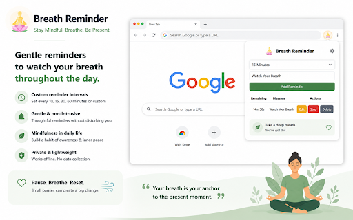 Breath Reminder :: Gentle reminders to pause, breathe, and stay focused throughout your day.
