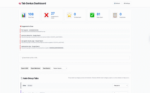 Tab Genius :: AI-powered tab organization with smart categorization and automatic cleanup
