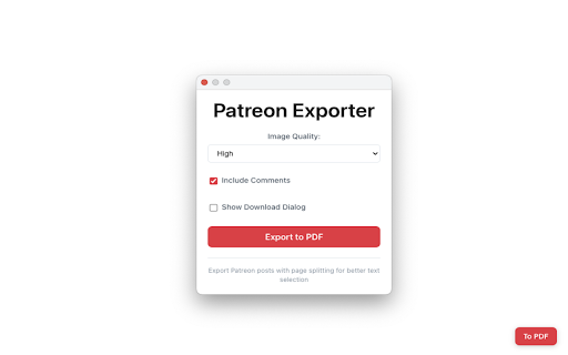 Patreon Exporter :: Export Patreon posts to clean PDFs for offline reading